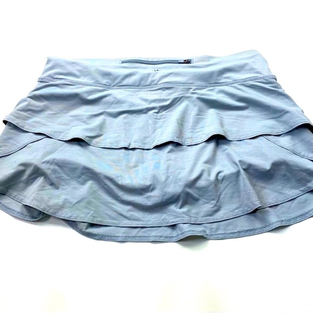 Athleta Gray Striped Ruffled Sport Skirt Size Large - Picture 4 of 6